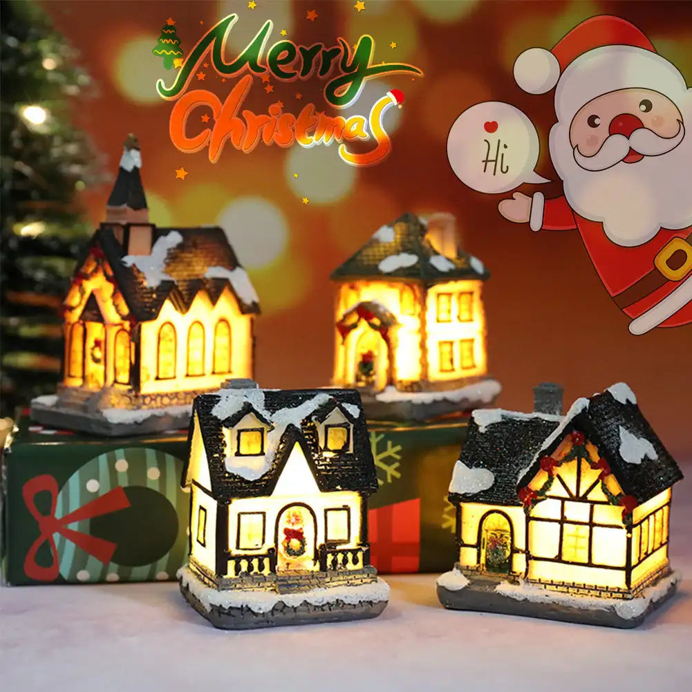 décoration noël lumineuses mini maisons résine brique tuiles colorées festive