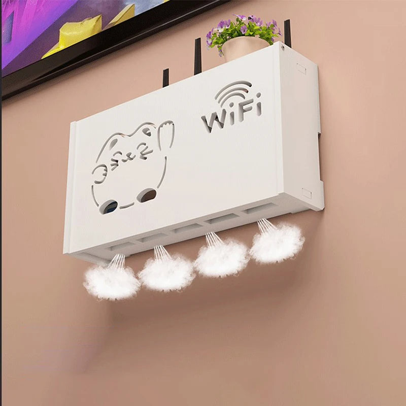 cache réseaux souriant wifi antennes décoration moderne blanc ventilation grille