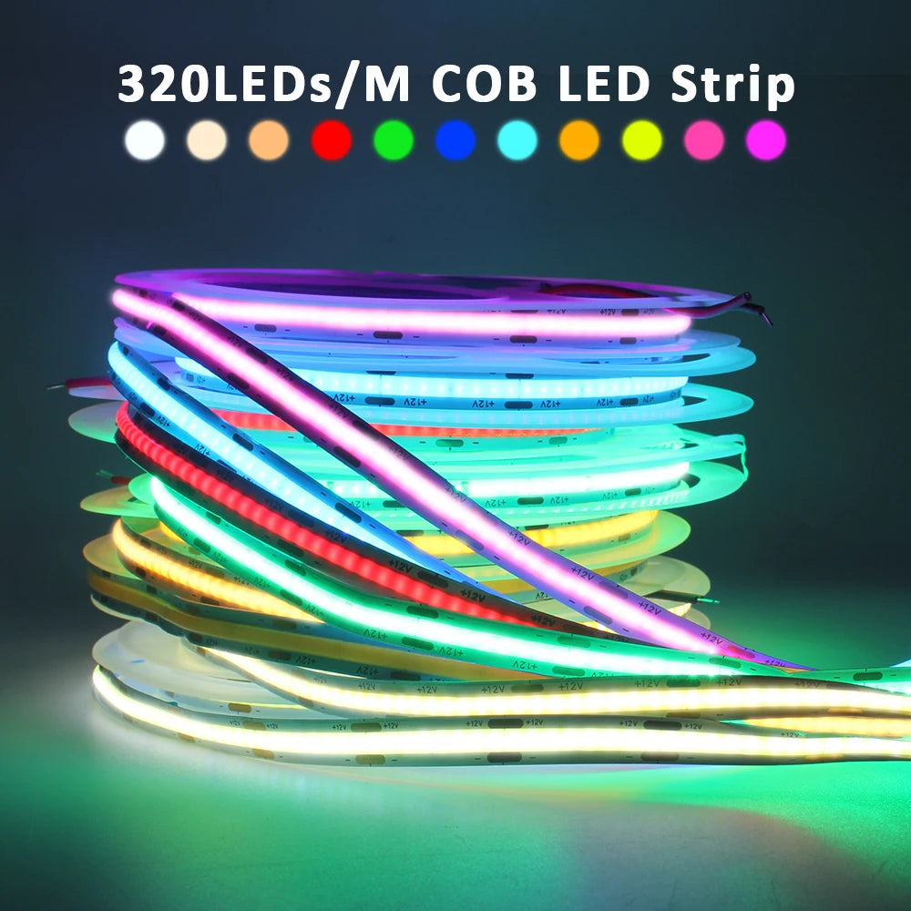 ruban led cob blanc chaud froid naturel rouge vert bleu moderne adhésif 12v 50000h