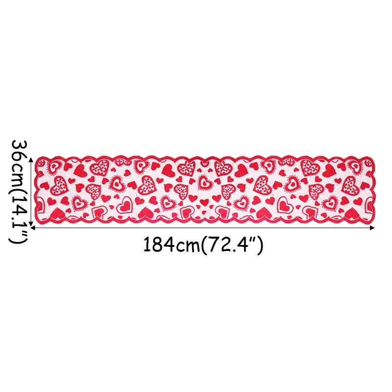 nappe dentelle rouge coeurs semi transparent saint valentin mariage anniversaire décoration festive table romantique