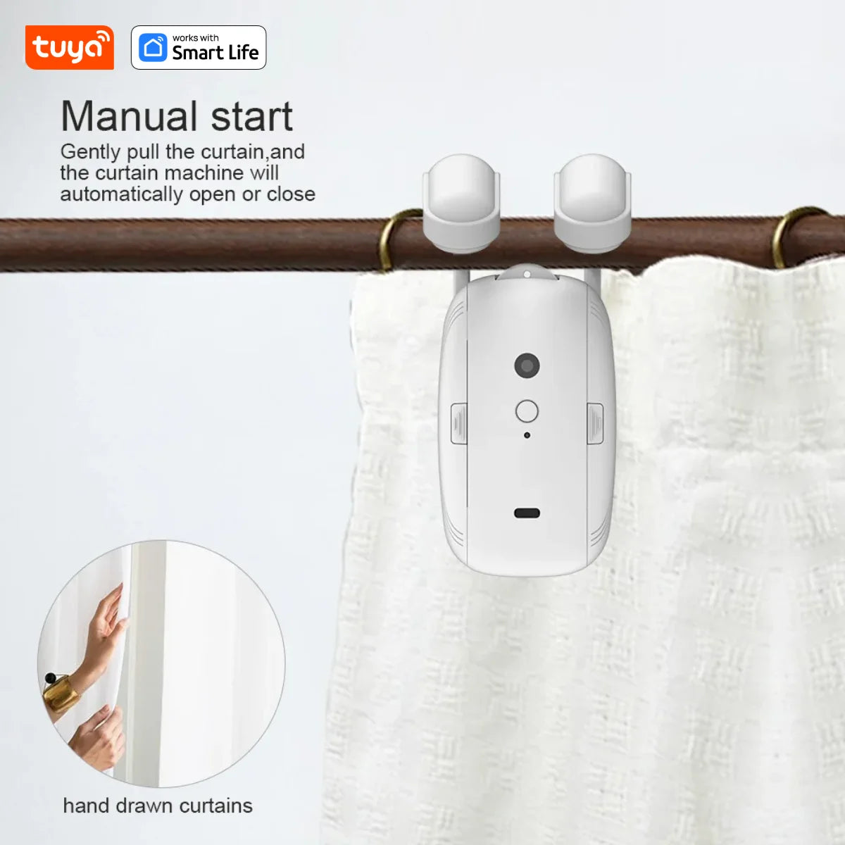 Robot rideau intelligent blanc moderne contrôle app batterie incluse switch manuel lumière température