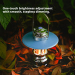 lampe camping portable rechargeable bleu retro abatjour translucide argentéextérieur ambiance effet flamme