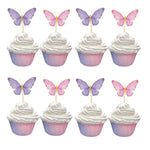 décoration gâteau papillons fleurs rose violet blanc doré piquet anniversaire mariage fête enfants