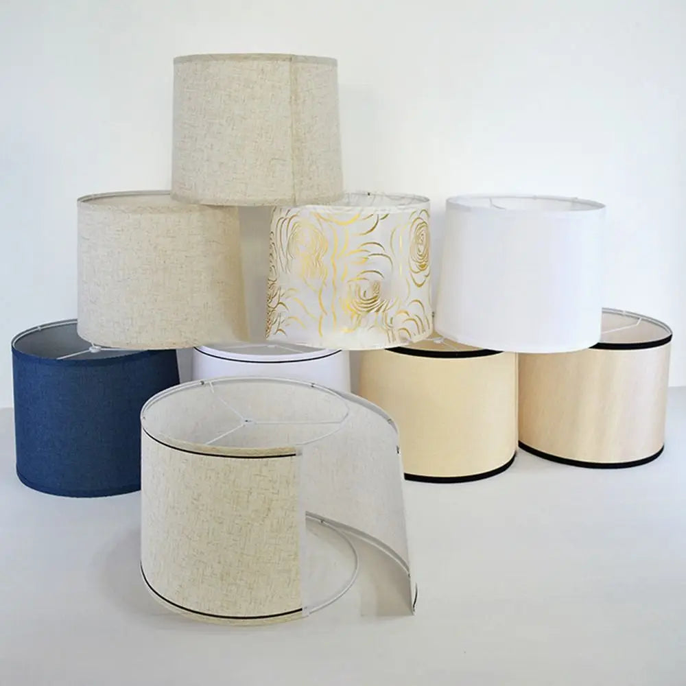abat jour moderne toile doré lin beige blanc bleu marine or nordique décoration maison