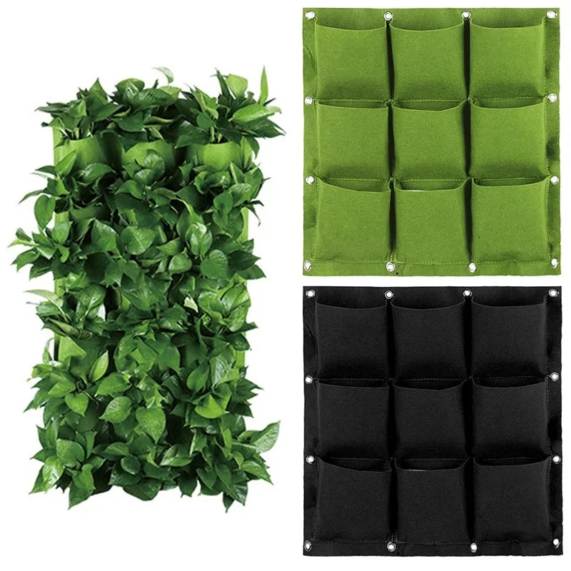 porte plantes mural suspendu poches plantes texture tissée moderne vert noir