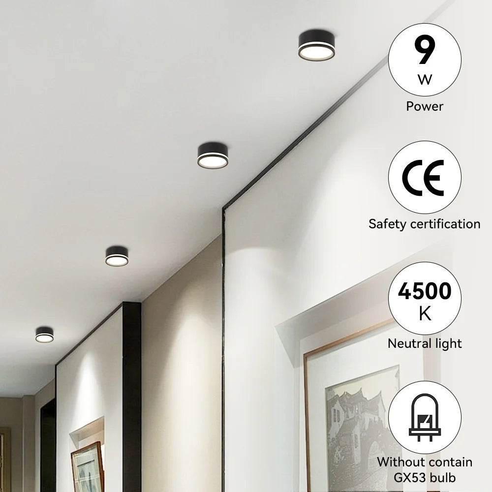 spot led noir moderne vis fixation câble base métal aluminium