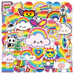 sticker mignon dessin animé arc ciel multicolore coeur nuage papillon 30pcs