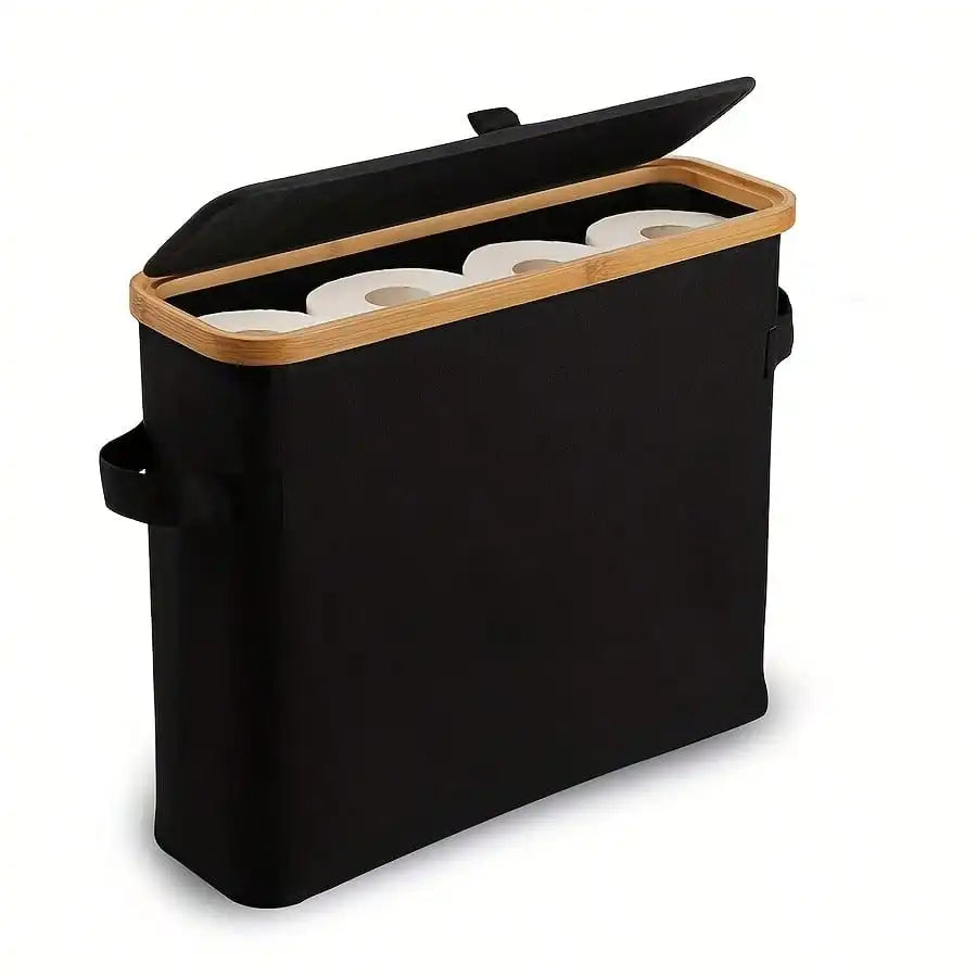 boîte papier toilette bambou noir moderne pratique grande capacité chambre salon