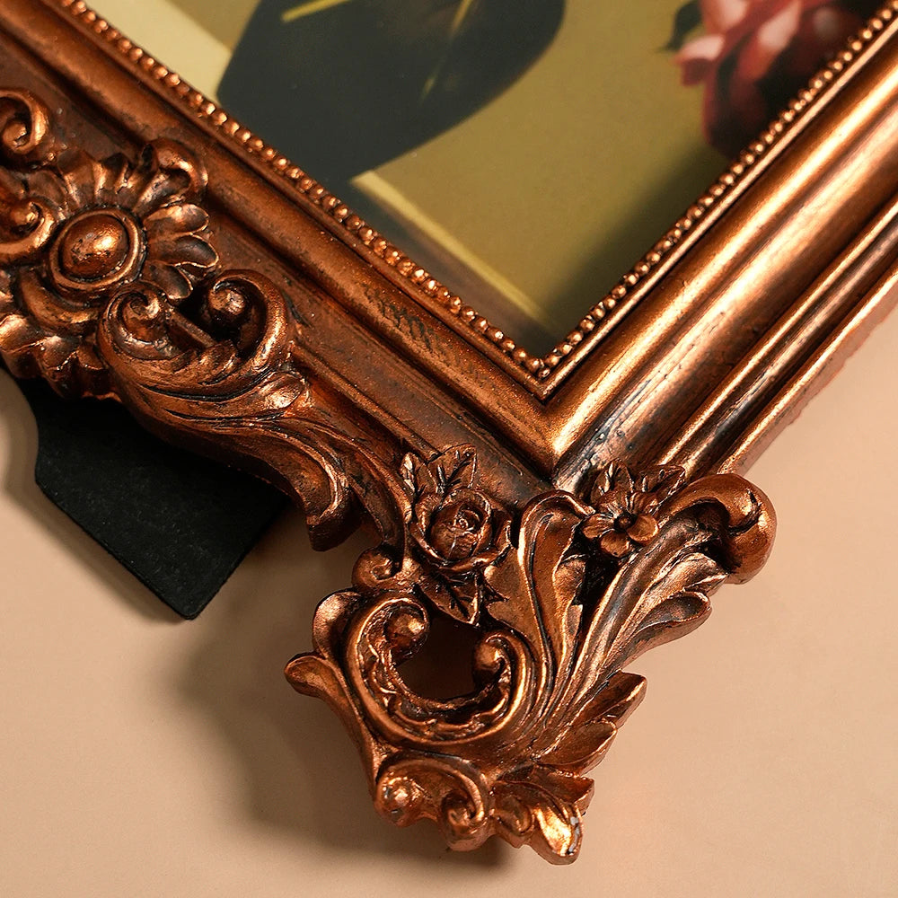 cadre photo résine bronze floral baroque vintage orné décoration murale photos paysage fleurs cliquet