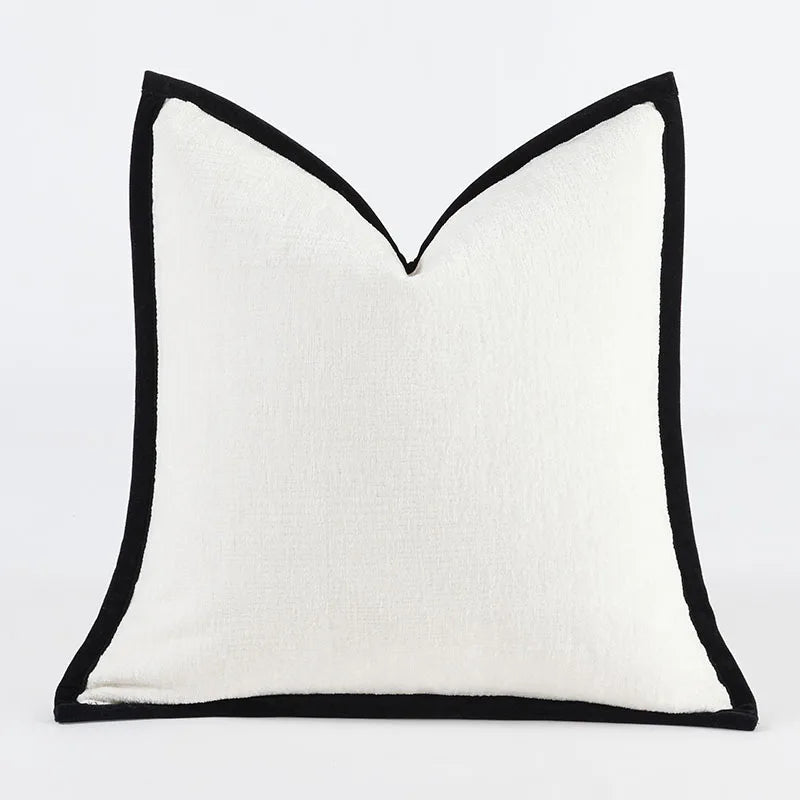 housse coussin polyester carré moderne bleu marine marron beige clair rouge contemporain