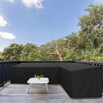 Housse canapé angle patio tissu polyester imperméable noire moderne cordons serrage 286x78cm
