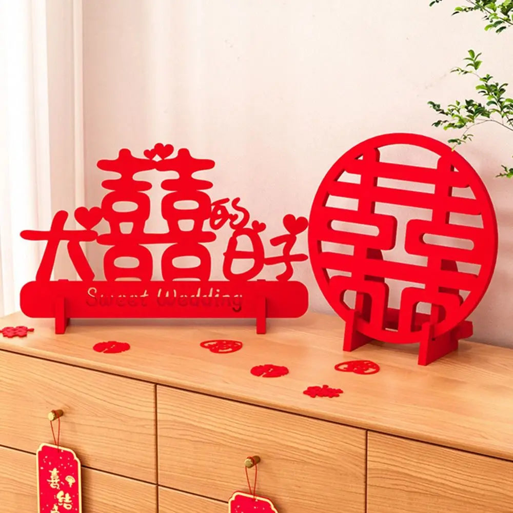 décoration murale mariage chinois lettres stylisées symbole traditionnel rouge artisanal support mural