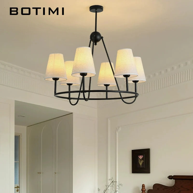 suspension lumineuse moderne tissu beige noir interrupteur bouton éclairage led encastré