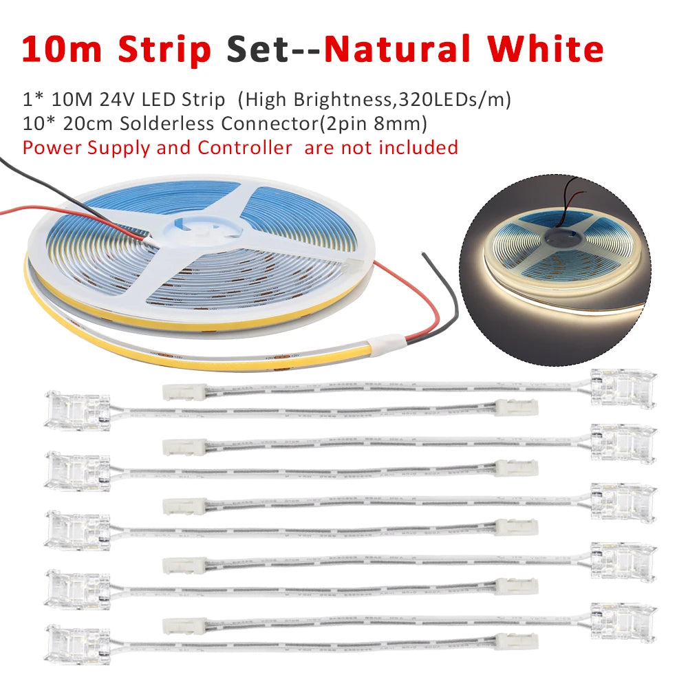 bande led cob 24v blanc chaud naturel froid 3000k 4000k 6000k moderne automatique capteur