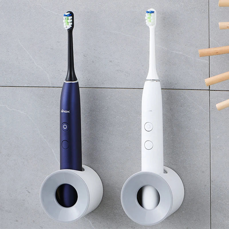 porte brosses dents électriques adhésives support rangement mural blanc bleu gris moderne minimaliste salle