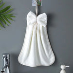 serviettes toilette velours doux nœud décoratif gris rose pâle blanc séchage rapide lavable machine
