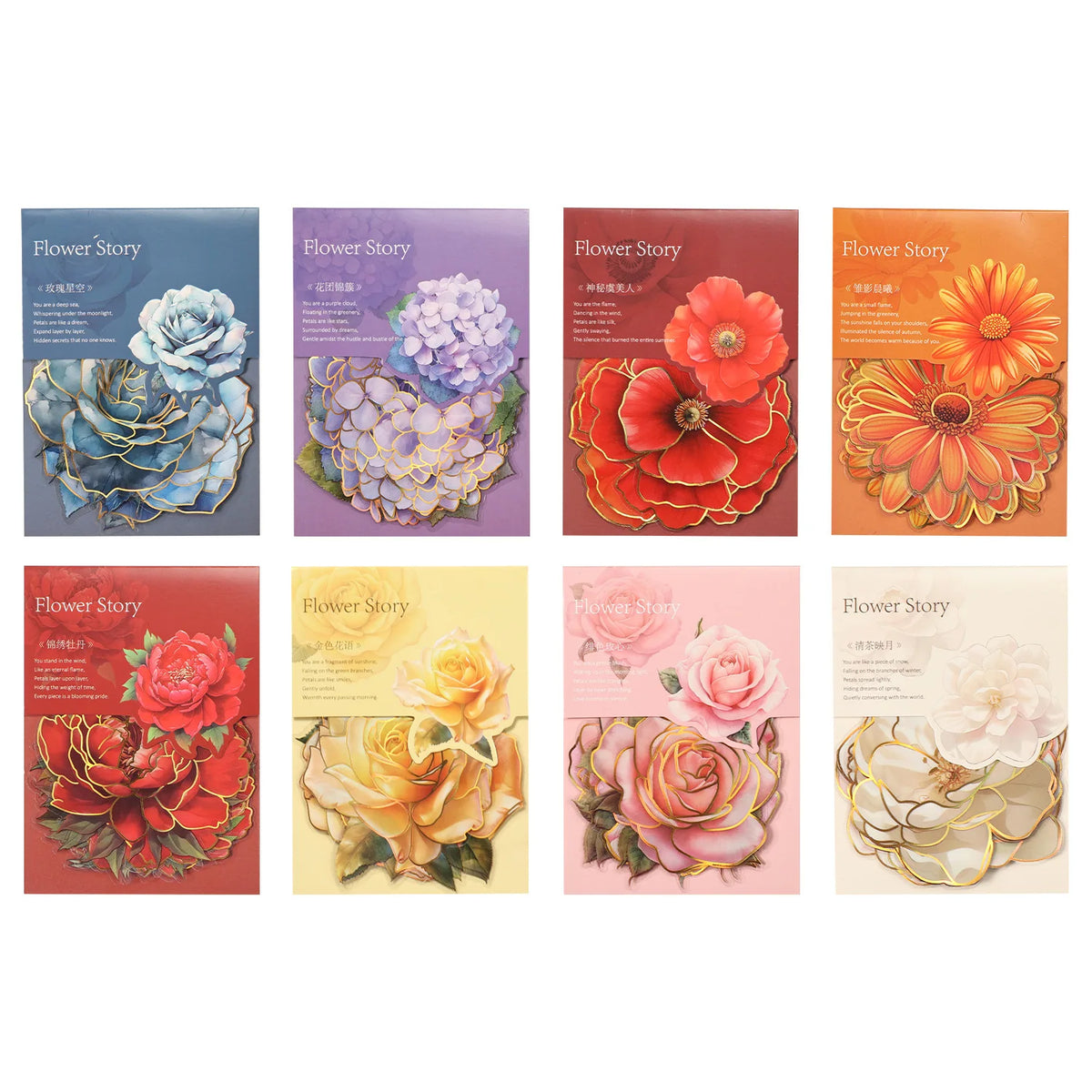 autocollants fleurs artificielles bleu blanc rouge vintage élégants détails floraux brillants dorés scrapbooking bricolage