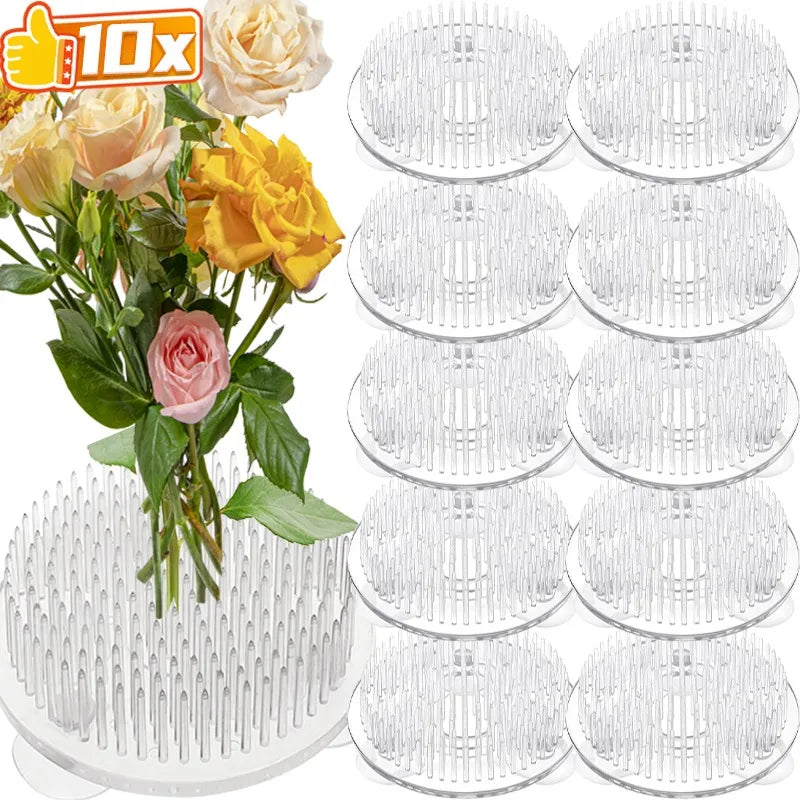 support fleurs moderne plastique blanc pointes fixation ventouse pack 3PCS