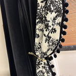 rideau moderne noir blanc imprimé arbre pompons clips métalliques occultant salon chambre fenêtre