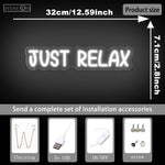 néon lumineux JUST RELAX blanc moderne câble USB interrupteur ON/OFF fixations chambre décoration festive