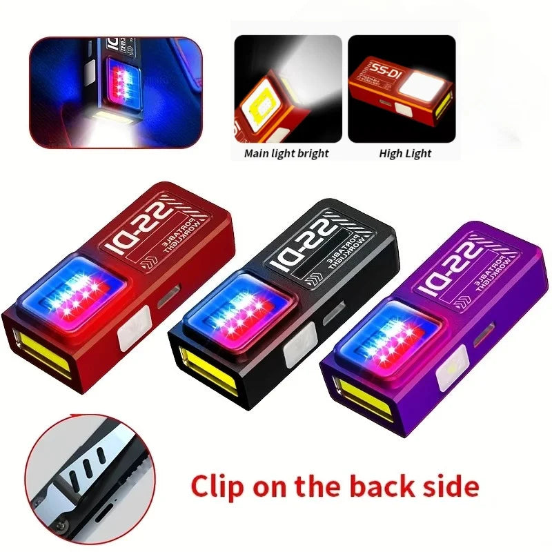 lampe travail portable rechargeable usb led rouge noir violet clips type moderne compact
