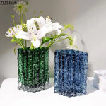 vase decoratif moderne verre texturé transparent floral table maison artístico minimaliste