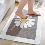 tapis bain moderne vert clair motif fleur blanche non glissant machine lavable 60cm 40cm