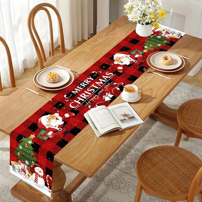 table noel tissu motif noel pere noel renne flocons halloween nouvelle an festive rouge