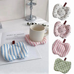 protège tasse moderne polyester blanc rose bleu motifs rayures points clips marron