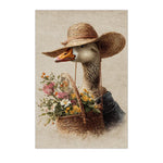 peinture toile oiseau chapeau panier fleurs fond réaliste chambre salon
