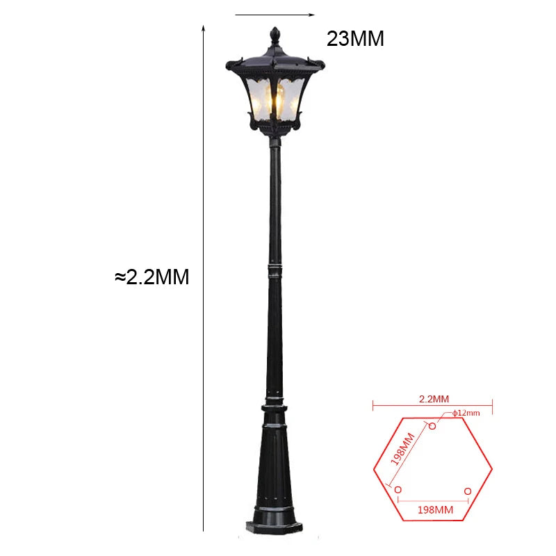 lampe rue extérieure rétro vintage éclairage public ip65 led noir or aluminium