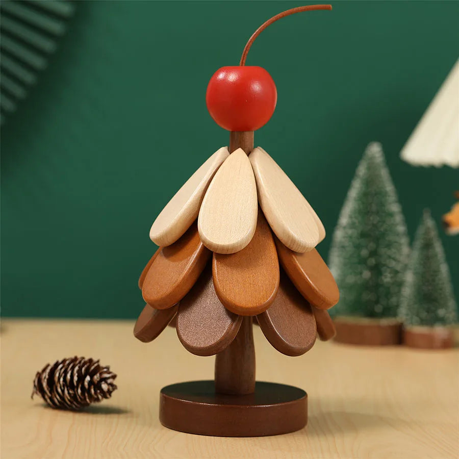 tapis anti brûlure arbre noel étoile cerise base bois rondes modernes minimalistes
