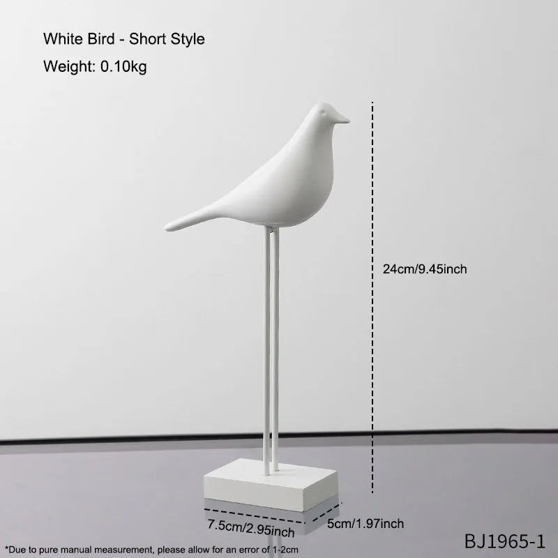 statue oiseau résine noir blanc minimaliste décoration intérieure animal compagnie moderne sculpture