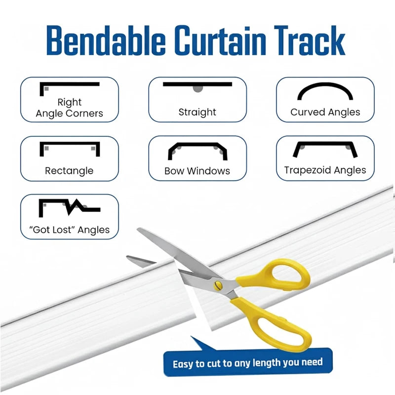 rail rideau flexible blanc moderne clips vis fixations 3m 5m