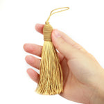 pompons décoratifs tissés dorés opaques 17cm rideaux vêtements artisanal 12 pièces