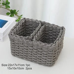 paniers rangement tissage corde fibre végétale réutilisables gris noir beige blanc opacité rustique naturel