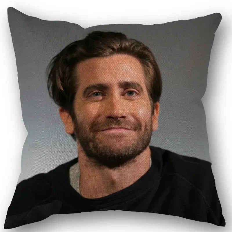 taies d'oreiller coton lin motif jake gyllenhaal moderne bleu marine imprimé décoration maison washable