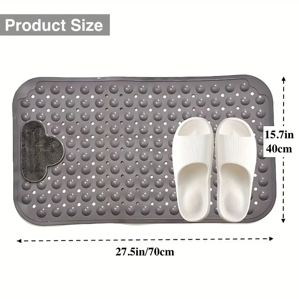 tapis bain antidérapant gris texturé drainage nuage minimaliste adhésif ventouses