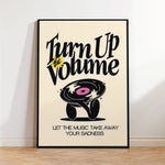 affiche moderne minimaliste turn up the volume vinyle chambre salon décoration mur opaque cadre