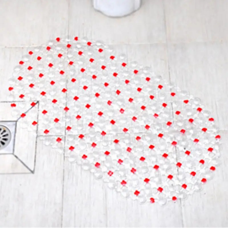 Vue de dessus du tapis de bain antidérapant montrant les ventouses au dos