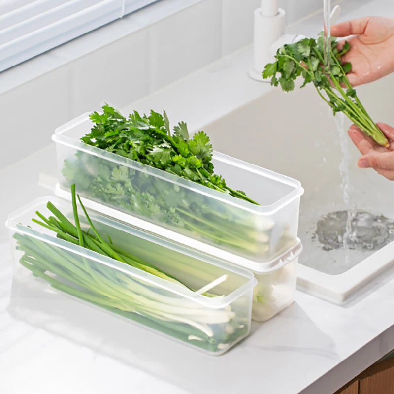 boîtes conservation légumes transparentes moderne poignées réfrigérateur organisation alimentaire PVC pratiques