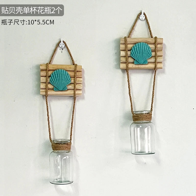 vases suspendus transparents vintage coquillages étoiles rustiques éléments naturels