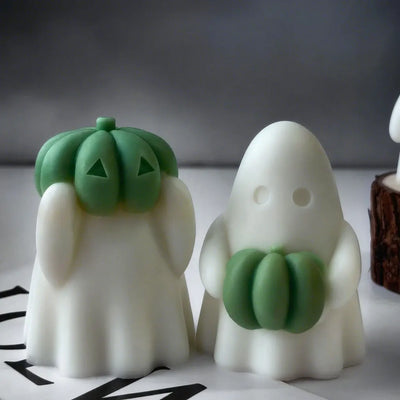 Moule à bougie fantôme citrouille Halloween en silicone gris clair