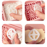 boîte savon moule biscuit motif floral couleurs rose blanc japonais