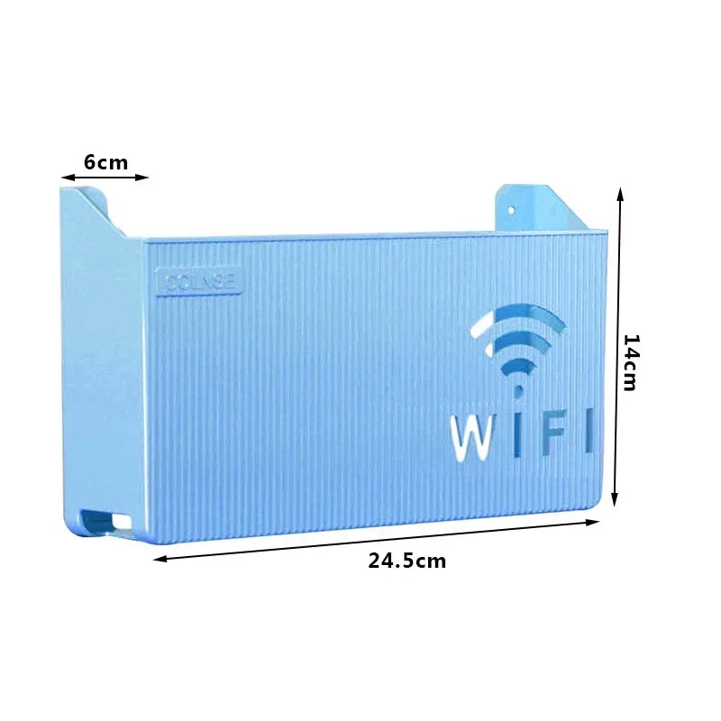 support mural routeur wifi gris rose bleu rayures horizontales moderne salon