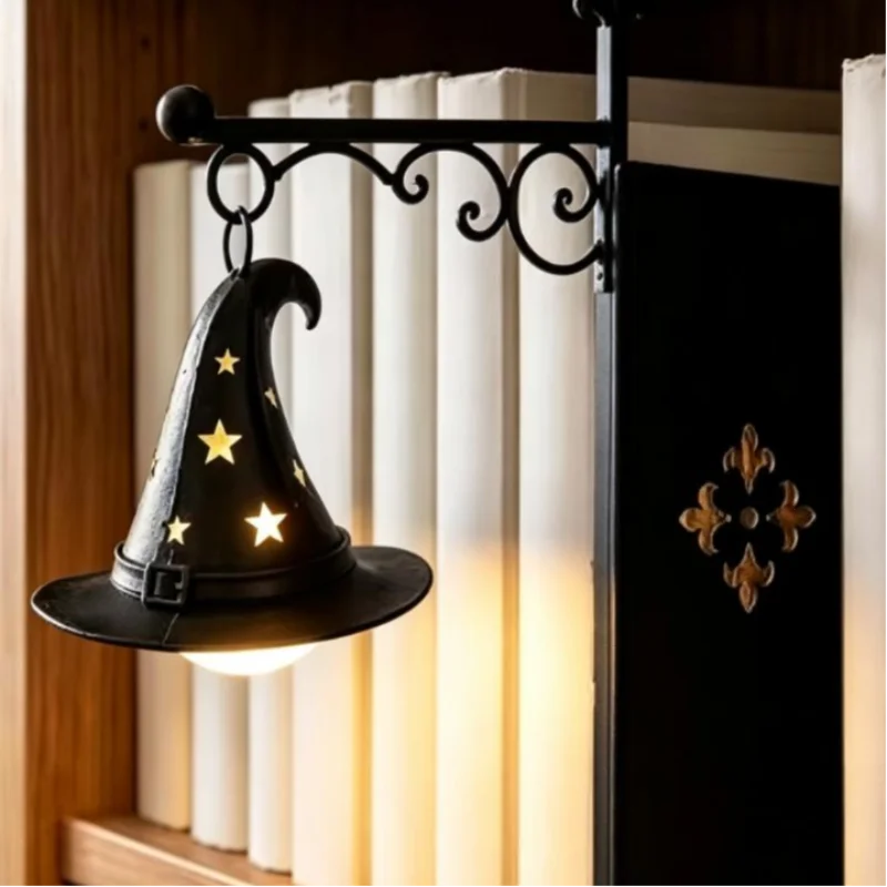 lumière suspension halloween fantôme araignée chauve souris citrouille sorcière gothique victorien métal ornement chambre