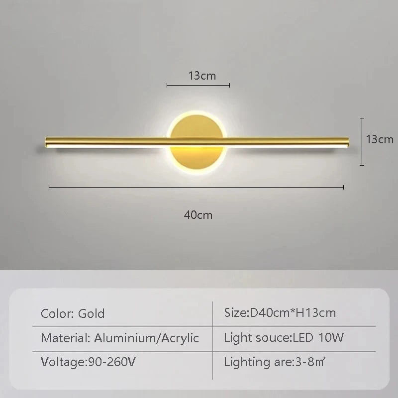 lampe murale miroir or noir minimaliste moderne 40 60 cm tricolore blanc chaleur led