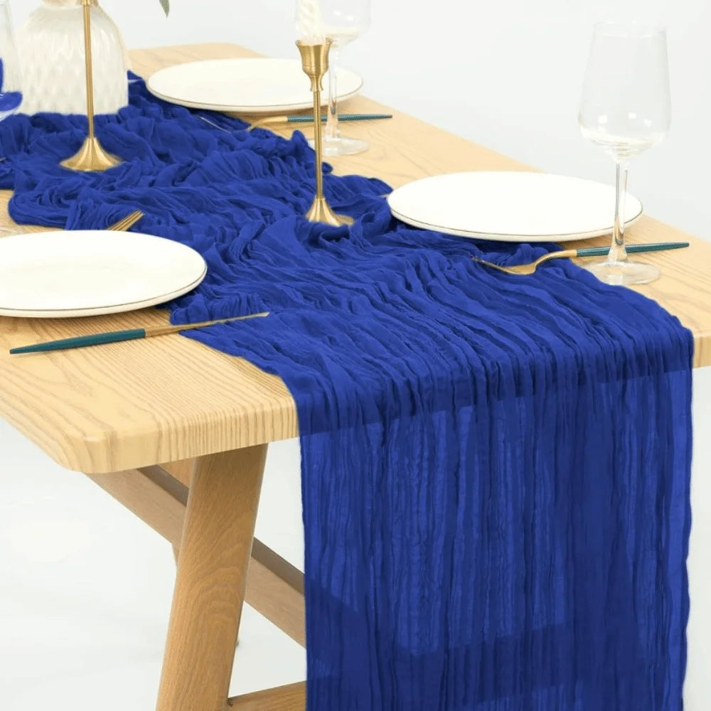 chemin table crêpe plissé moderne vert foncé bleu marine rose rouge mariage fête action