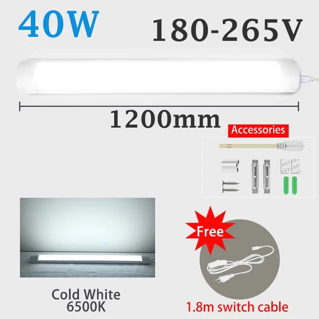 lampe led barre lumineuse blanc moderne 120cm clip interrupteur mural