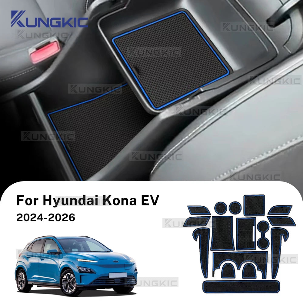 tapis sol antidérapant adhésif hyundai kona ev 2024 2026 noir rouge moderne pvc